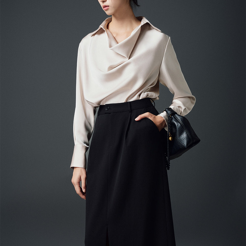 Myrtle Straight Collared Neck Silk Top