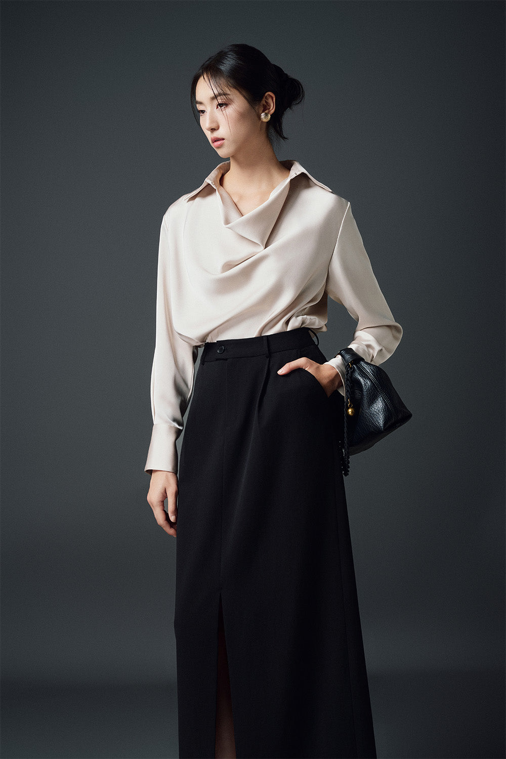 Myrtle Straight Collared Neck Silk Top