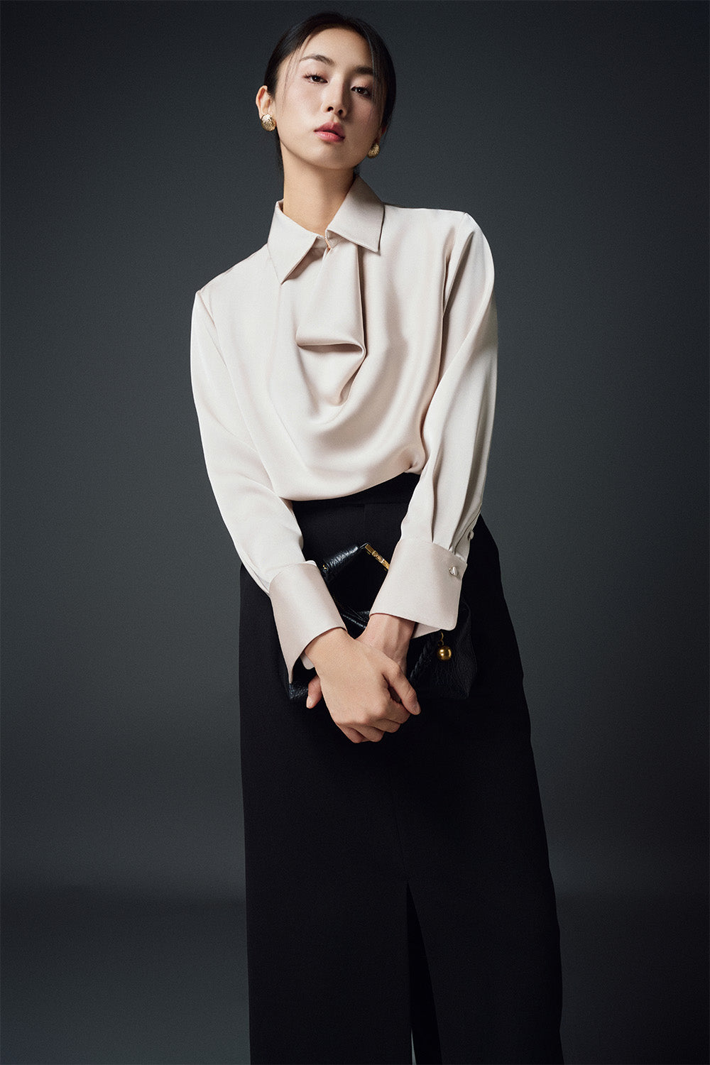 Myrtle Straight Collared Neck Silk Top