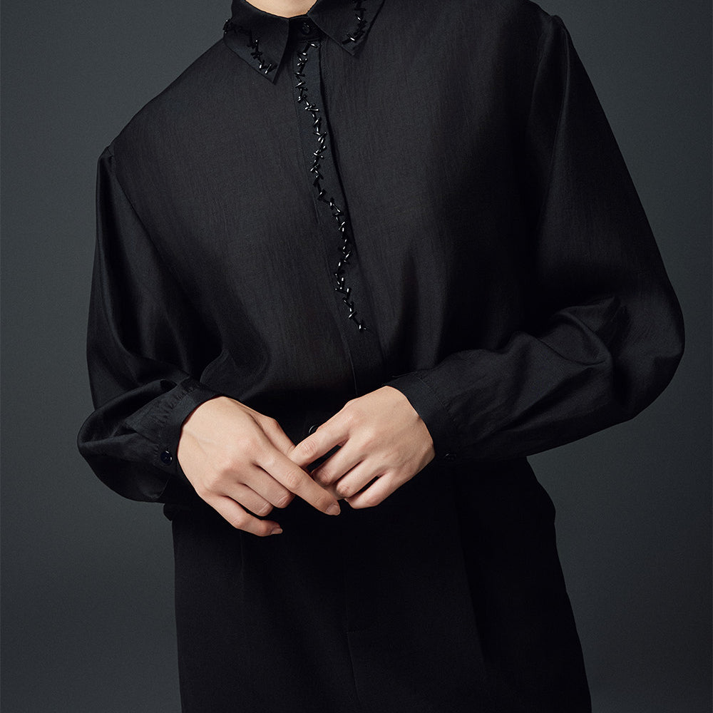 Sasha Straight Button Silk Shirt
