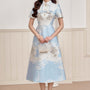 Sulie A-line Collared Neck Brocade Midi Dress