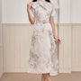 Nancie A-line Tie Neck Brocade Midi Dress