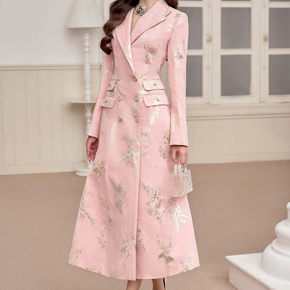 Birdie A-line V-Neck Brocade Midi Dress