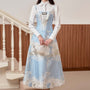Bluedream A-line Spaghetti Strap Brocade Midi Dress