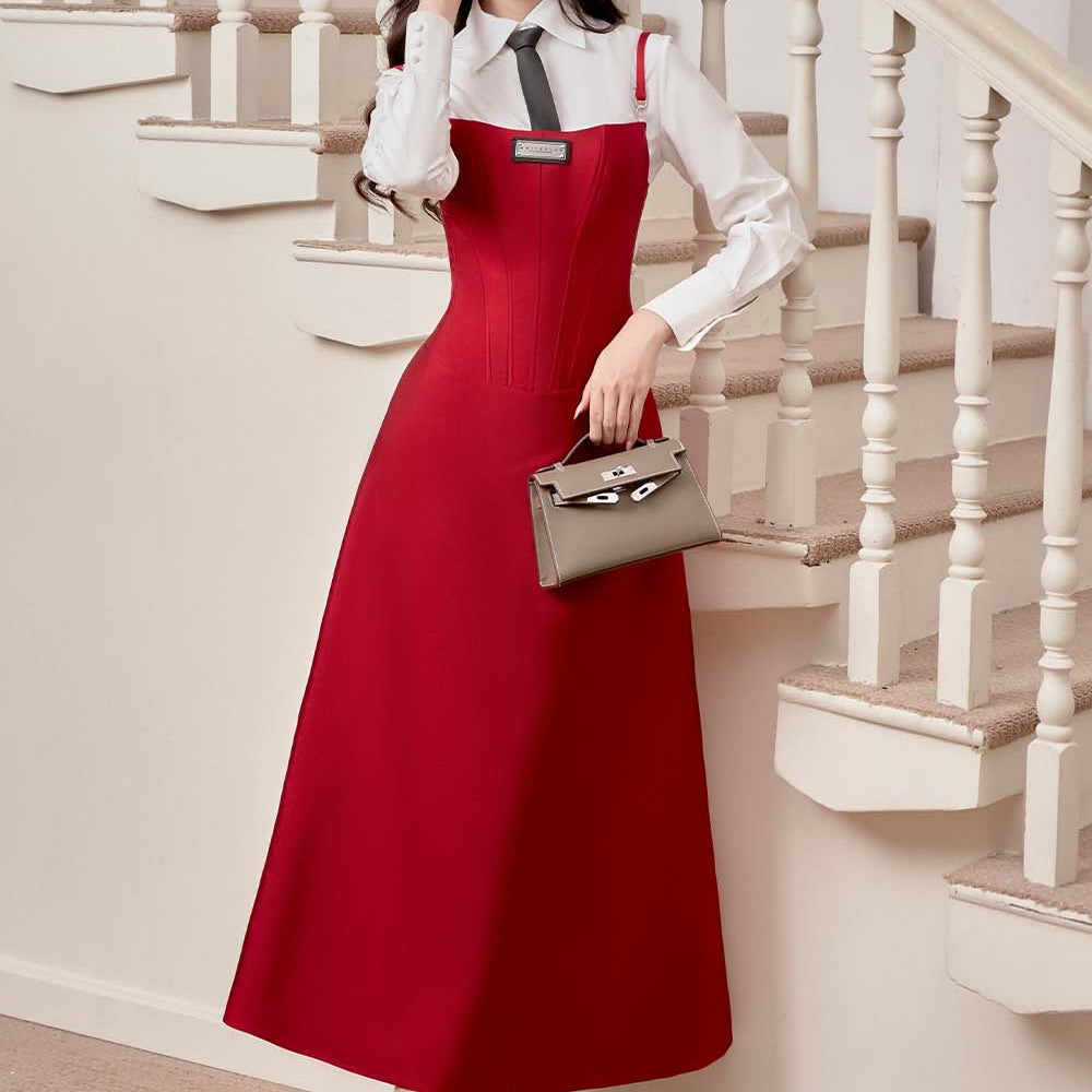 Reddream A-line Spaghetti Strap Taffeta Midi Dress