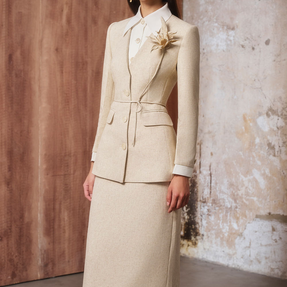 Monki Sheath Long Sleeved Linen Cotton Midi Set