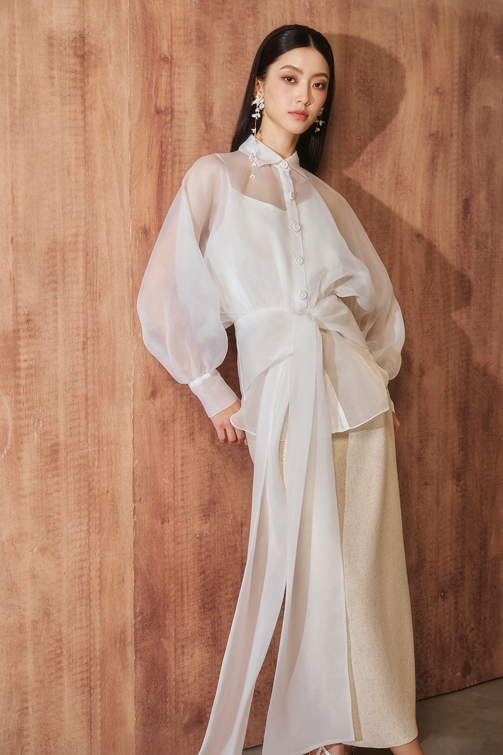 Monki Straight Basic Linen Cotton Midi Skirt