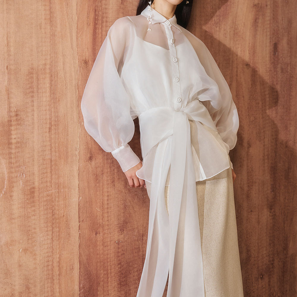 Taki Sheath See-Through Organic Cotton Midi Set