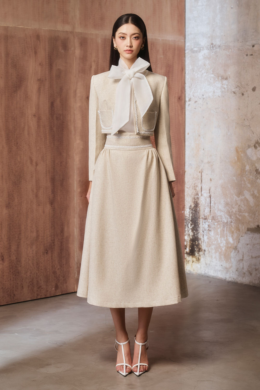 Janken Straight Tie Neck Organza Shirt
