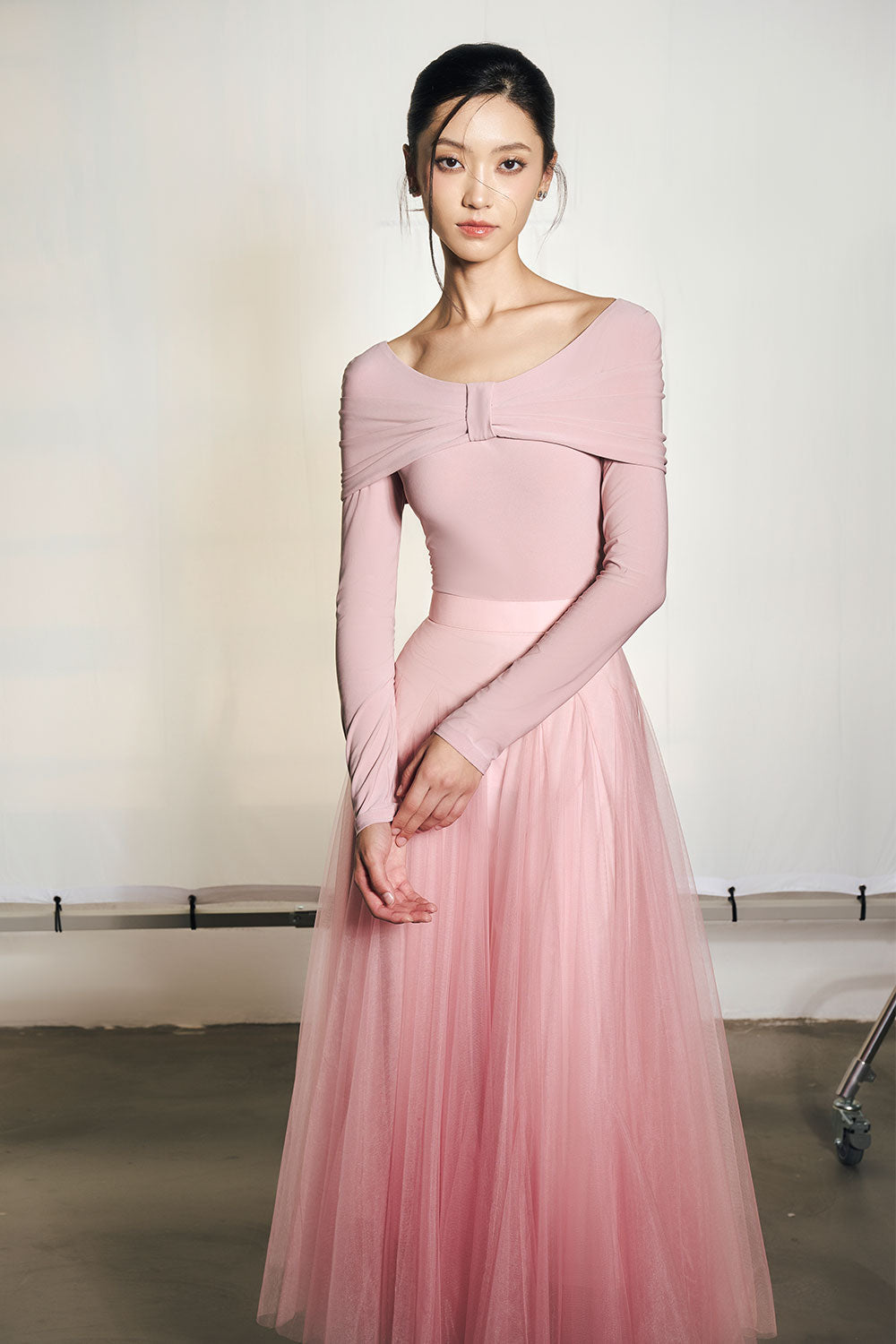 Hayden A-line Pleated Mesh Ankle Length Skirt