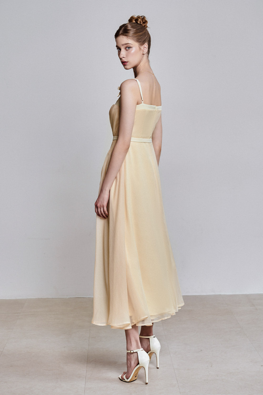 silk chiffon midi dress Indira Embroidered Chiffon Midi Dress