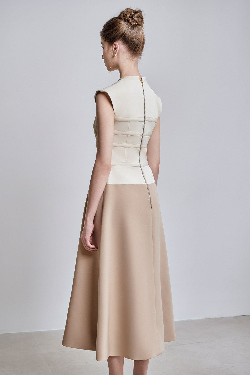 Lilian A-line Cap Sleeved Twill Ankle Length Dress