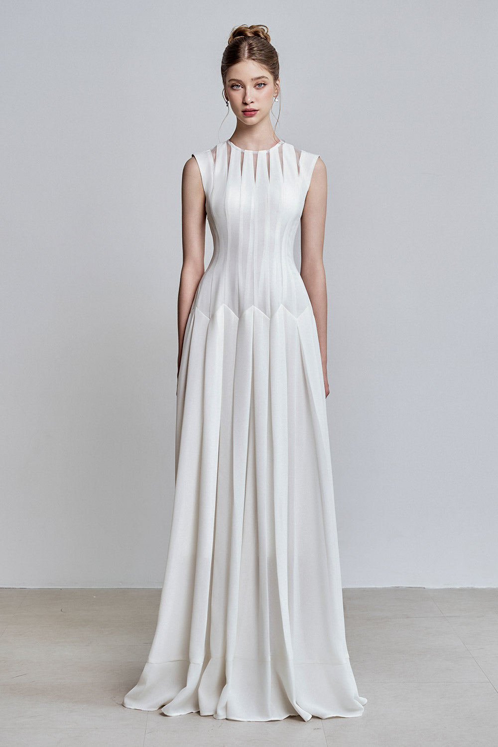 Juna A-line Jewel Neck Viscose Floor Length Dress