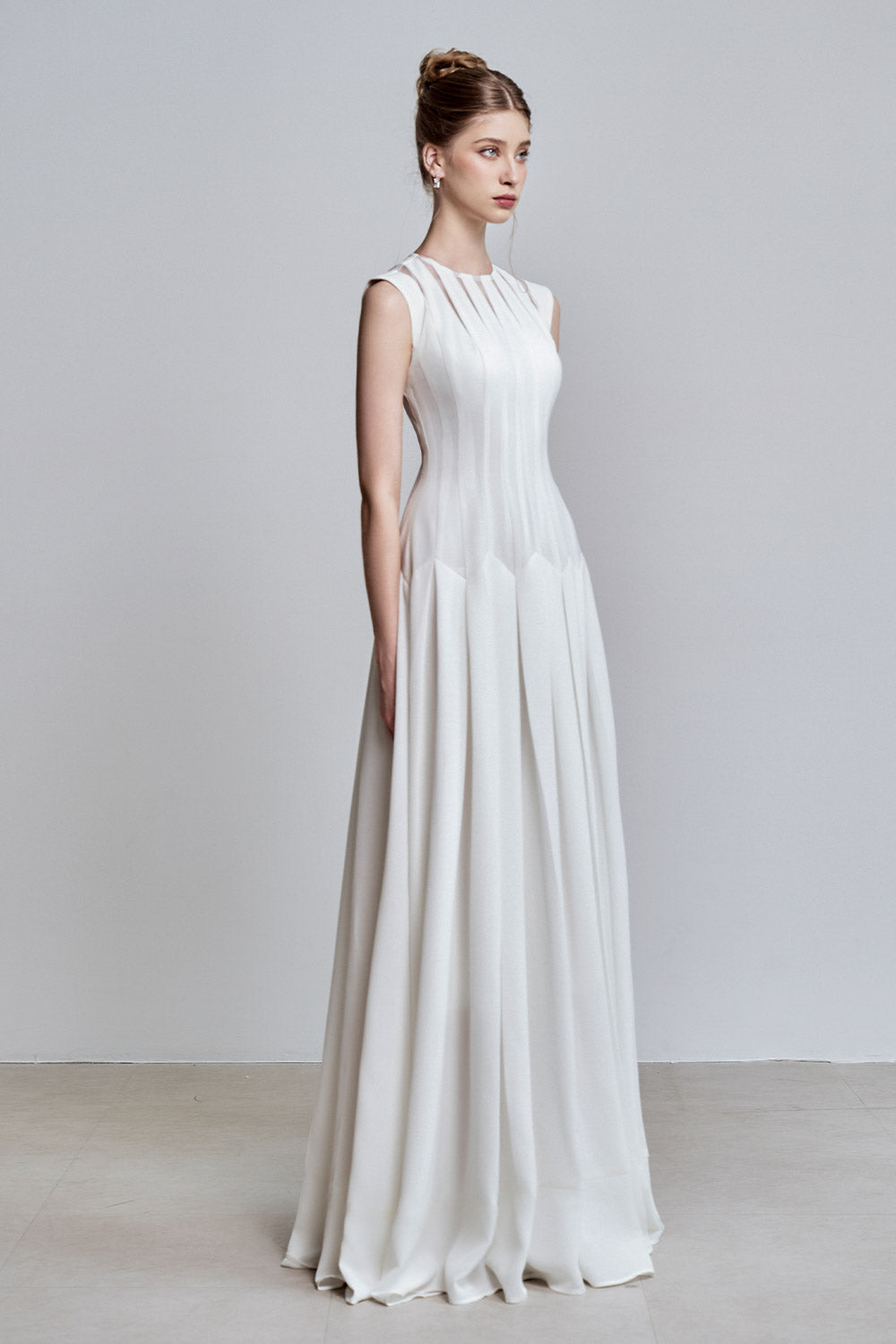 Juna A-line Jewel Neck Viscose Floor Length Dress