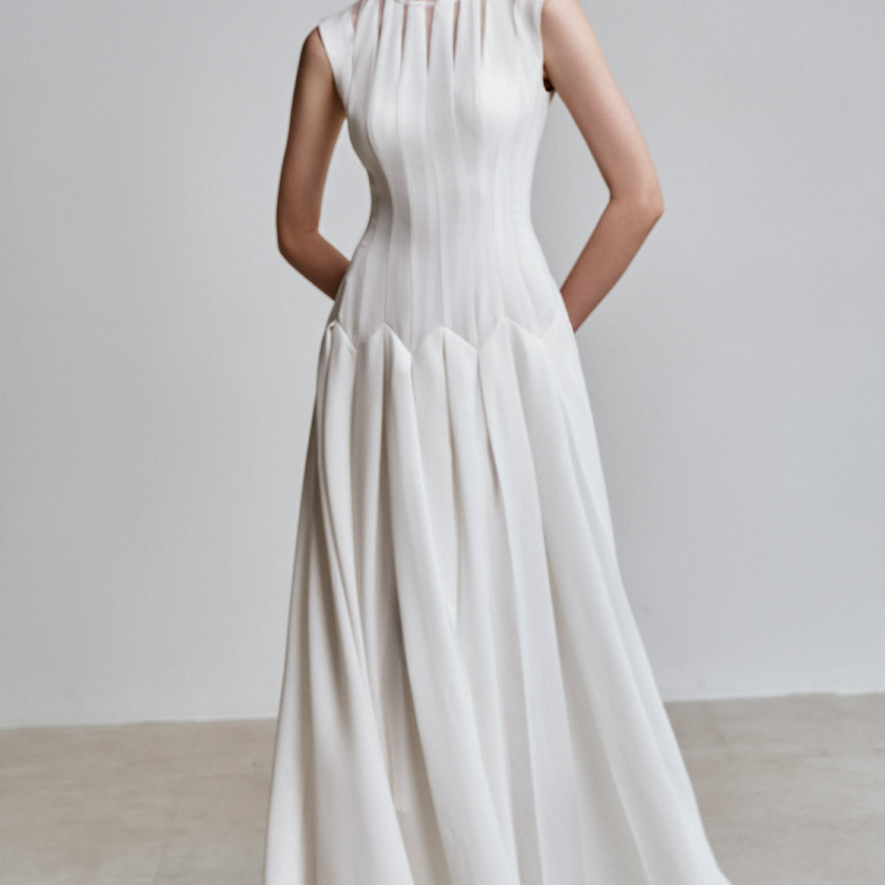 Juna A-line Jewel Neck Viscose Floor Length Dress