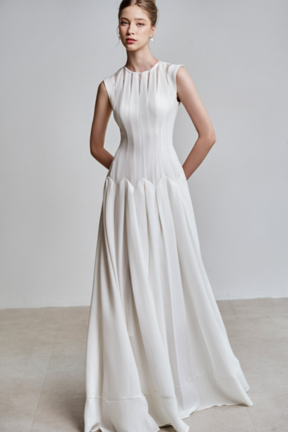 Juna A-line Jewel Neck Viscose Floor Length Dress