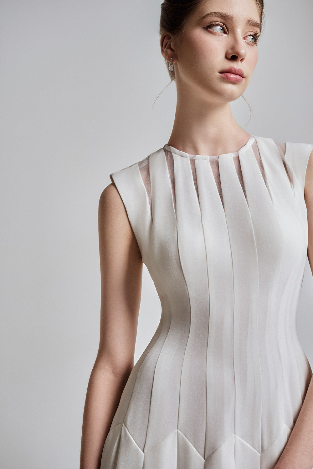 Juna A-line Jewel Neck Viscose Floor Length Dress