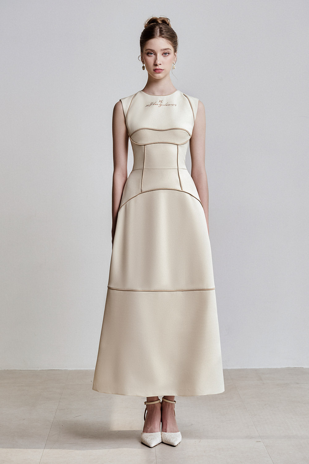 Hestia A-line Sleeveless Spandex Homespun Ankle Length Dress