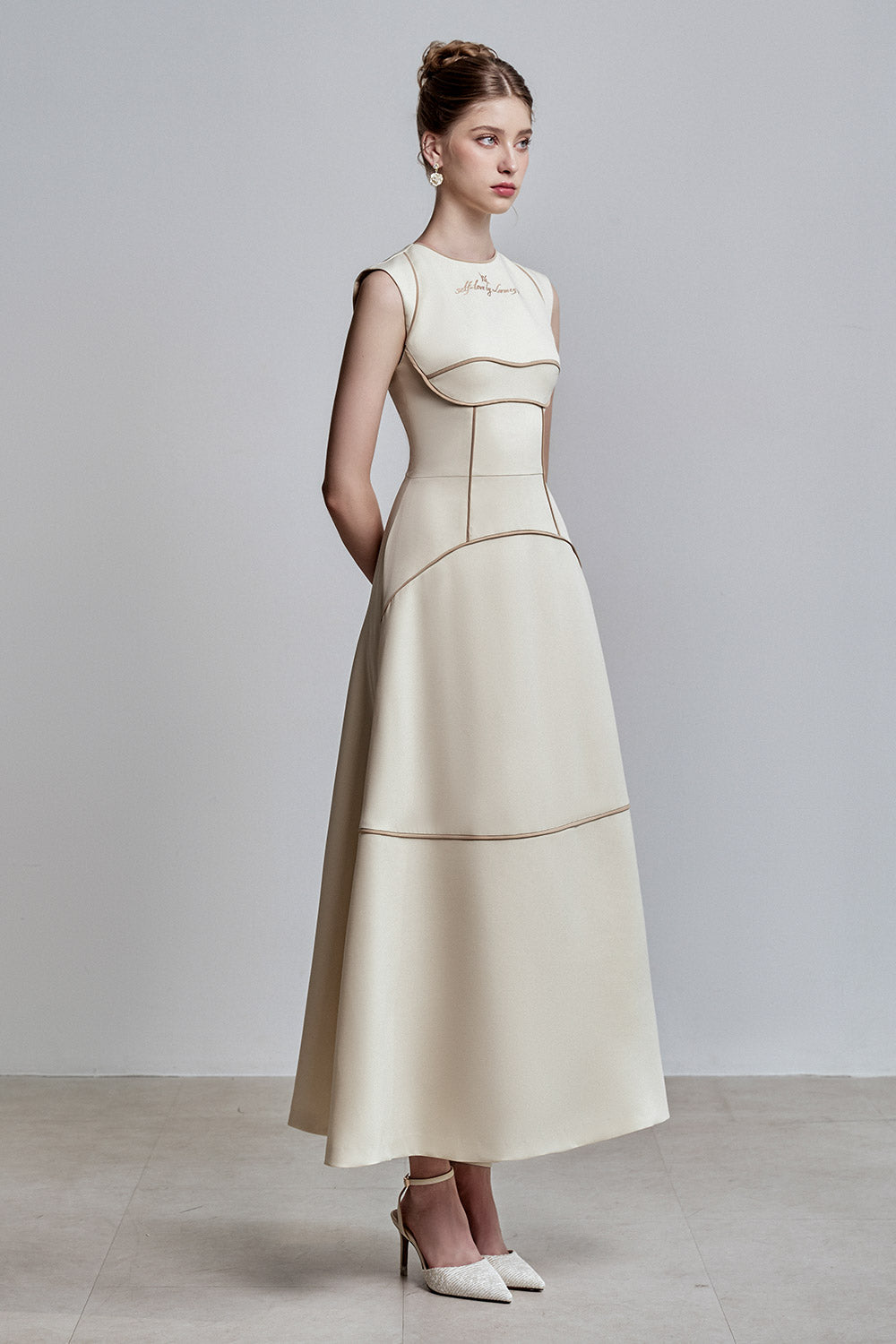 Hestia A-line Sleeveless Spandex Homespun Ankle Length Dress