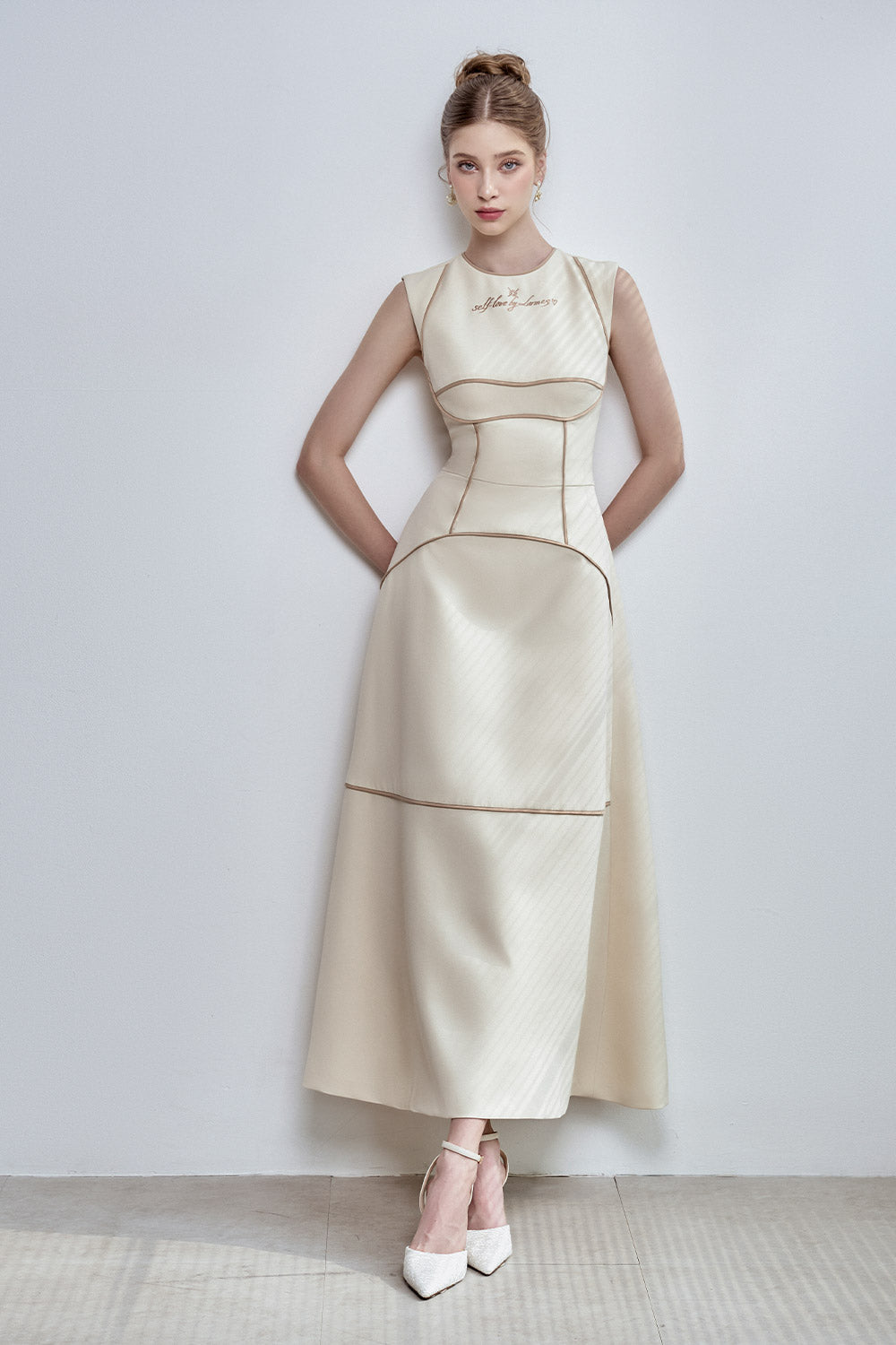 Hestia A-line Sleeveless Spandex Homespun Ankle Length Dress