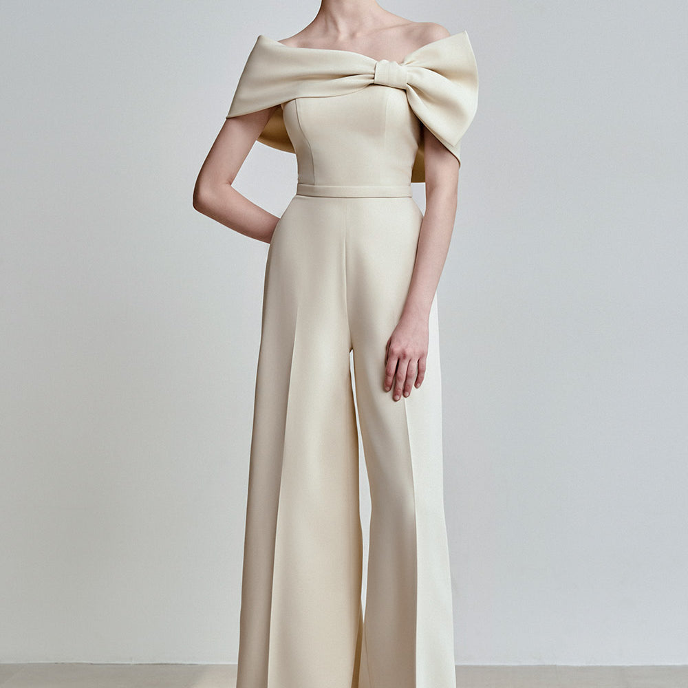 Lira Straight Off-Shoulder Spandex Homespun Floor Length Jumpsuit