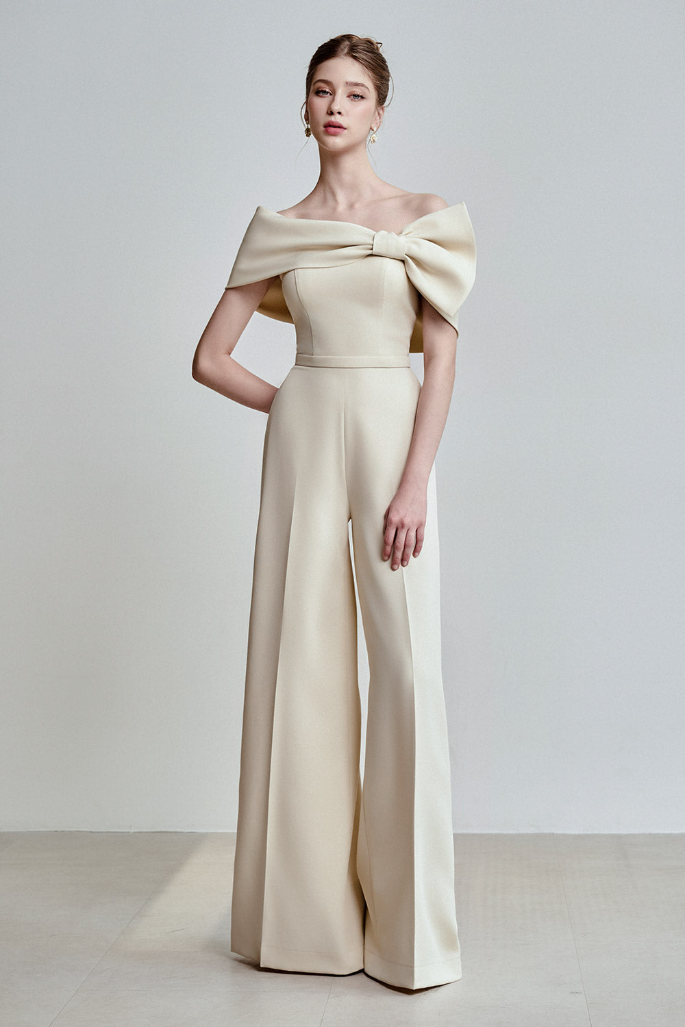 Lira Straight Off-Shoulder Spandex Homespun Floor Length Jumpsuit