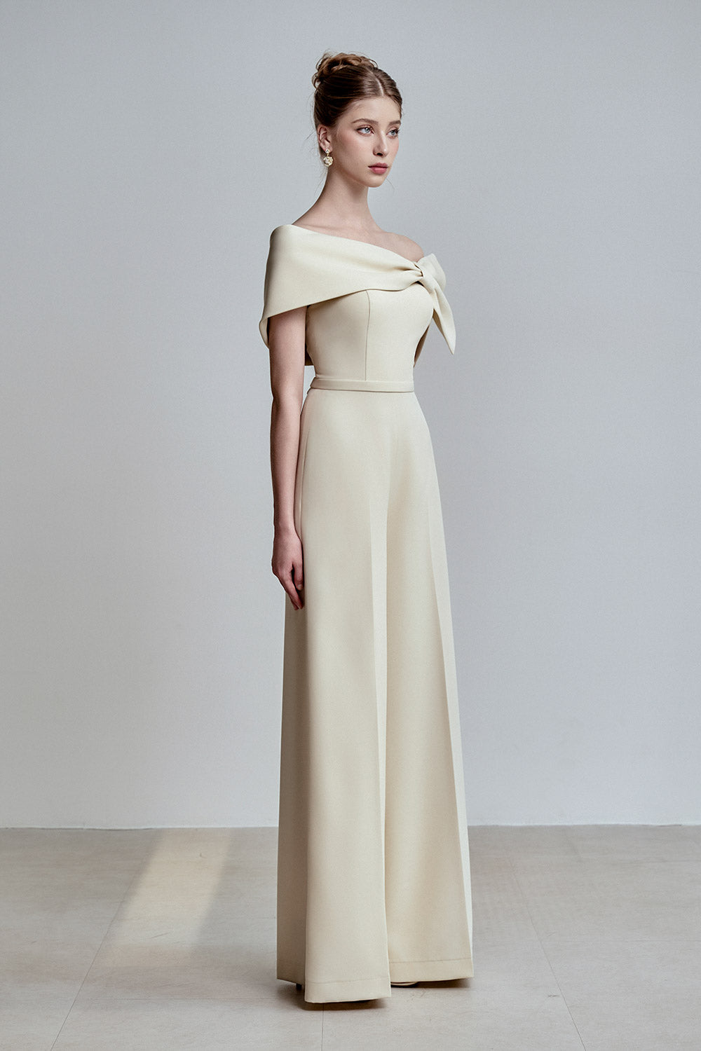 Lira Straight Off-Shoulder Spandex Homespun Floor Length Jumpsuit