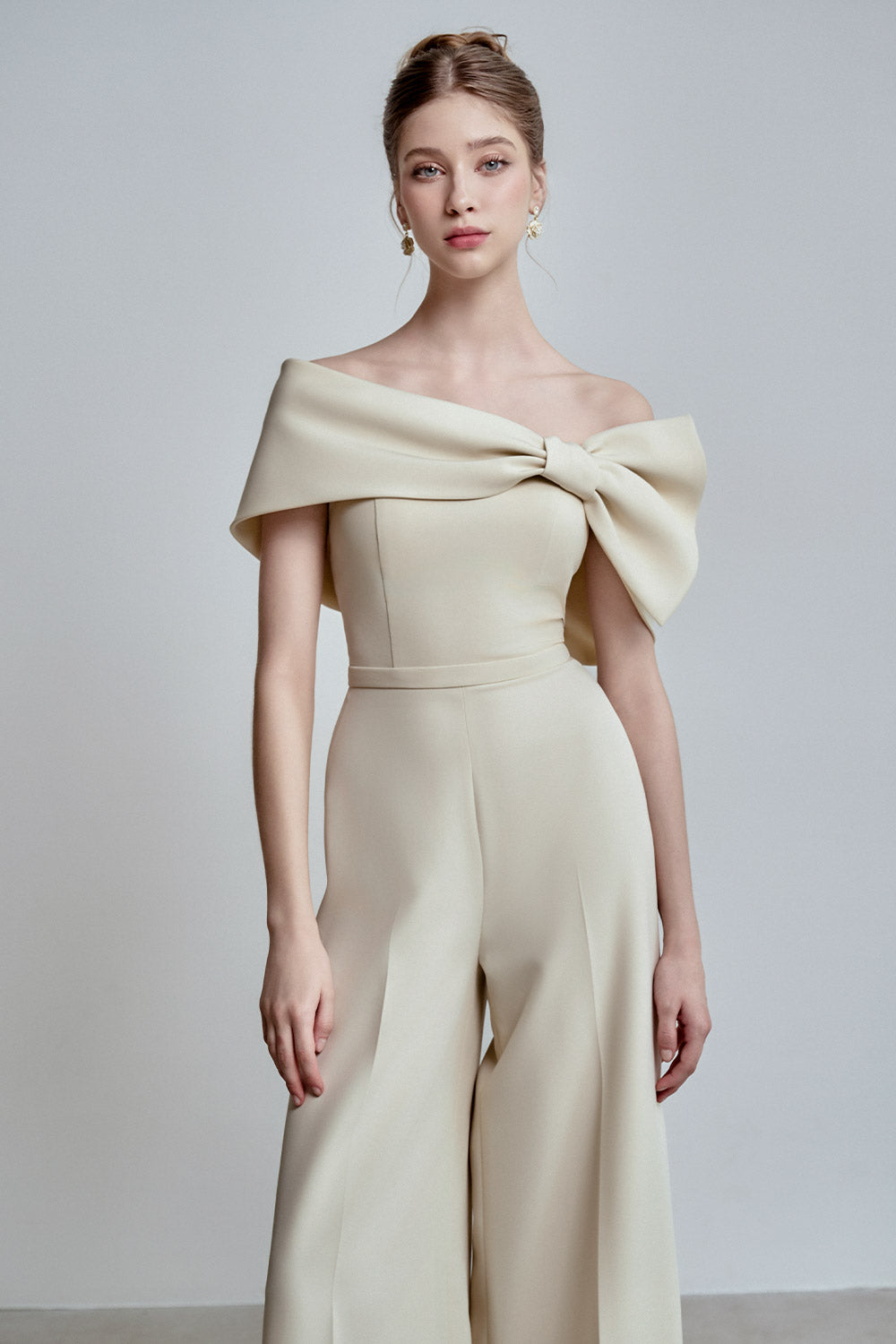 Lira Straight Off-Shoulder Spandex Homespun Floor Length Jumpsuit