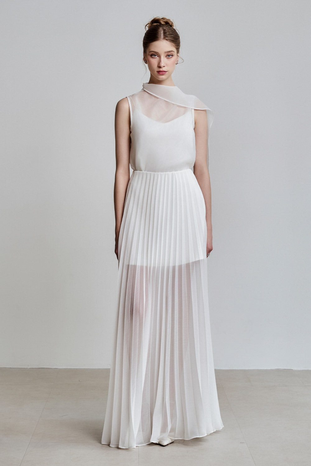 Paloma Straight Sleeveless Silk Organza Top