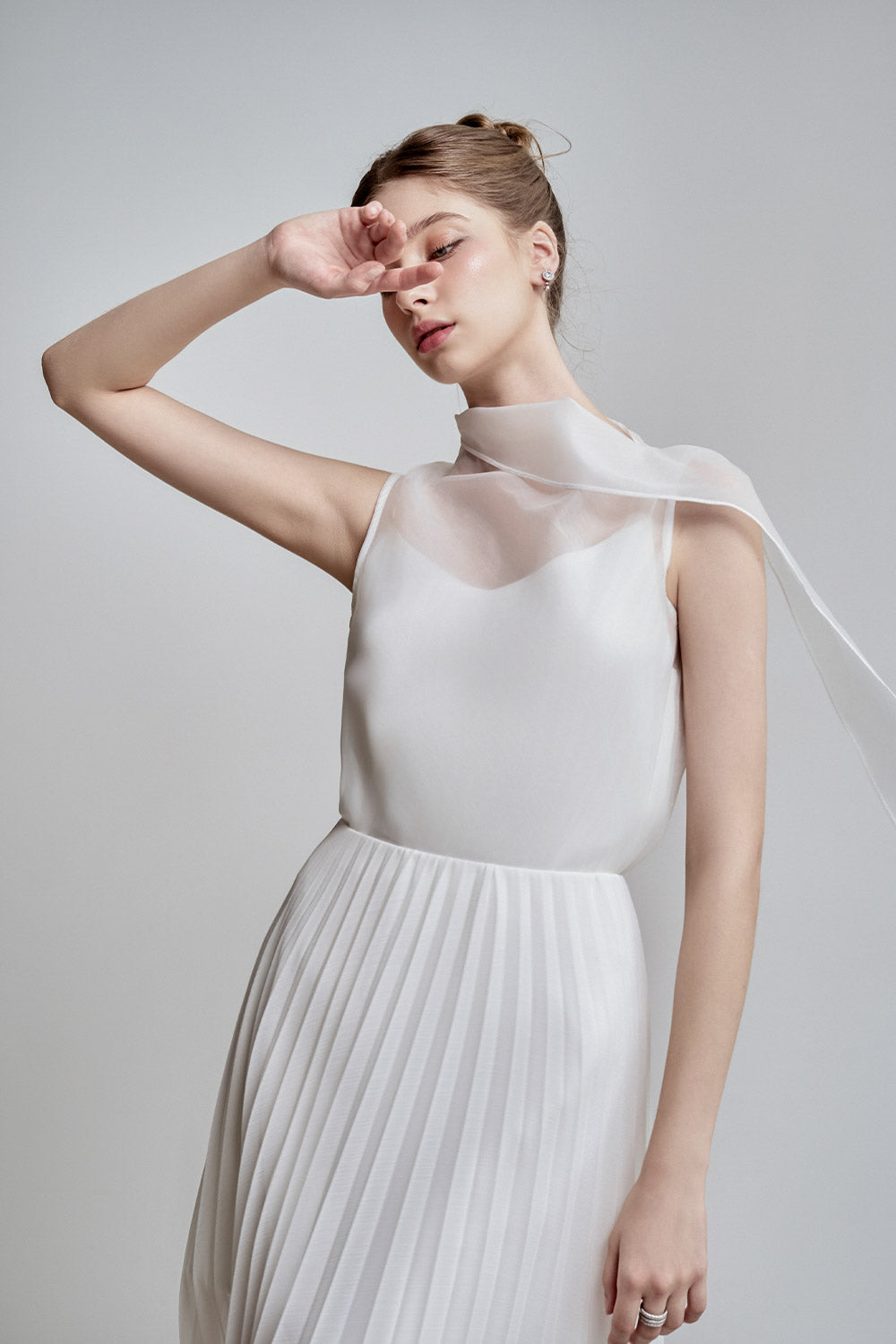 Gilda Pleated Draped Chiffon Floor Length Skirt