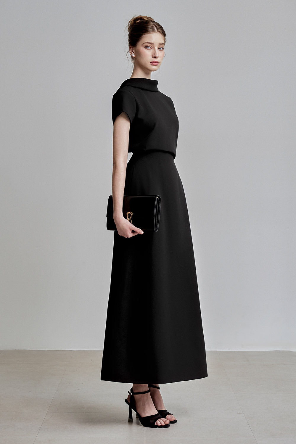 Elin Blouson Short Sleeved Polycotton Ankle Length Dress