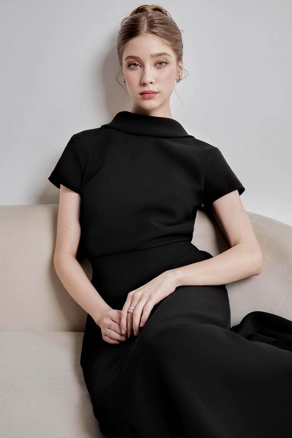 Elin Blouson Short Sleeved Polycotton Ankle Length Dress