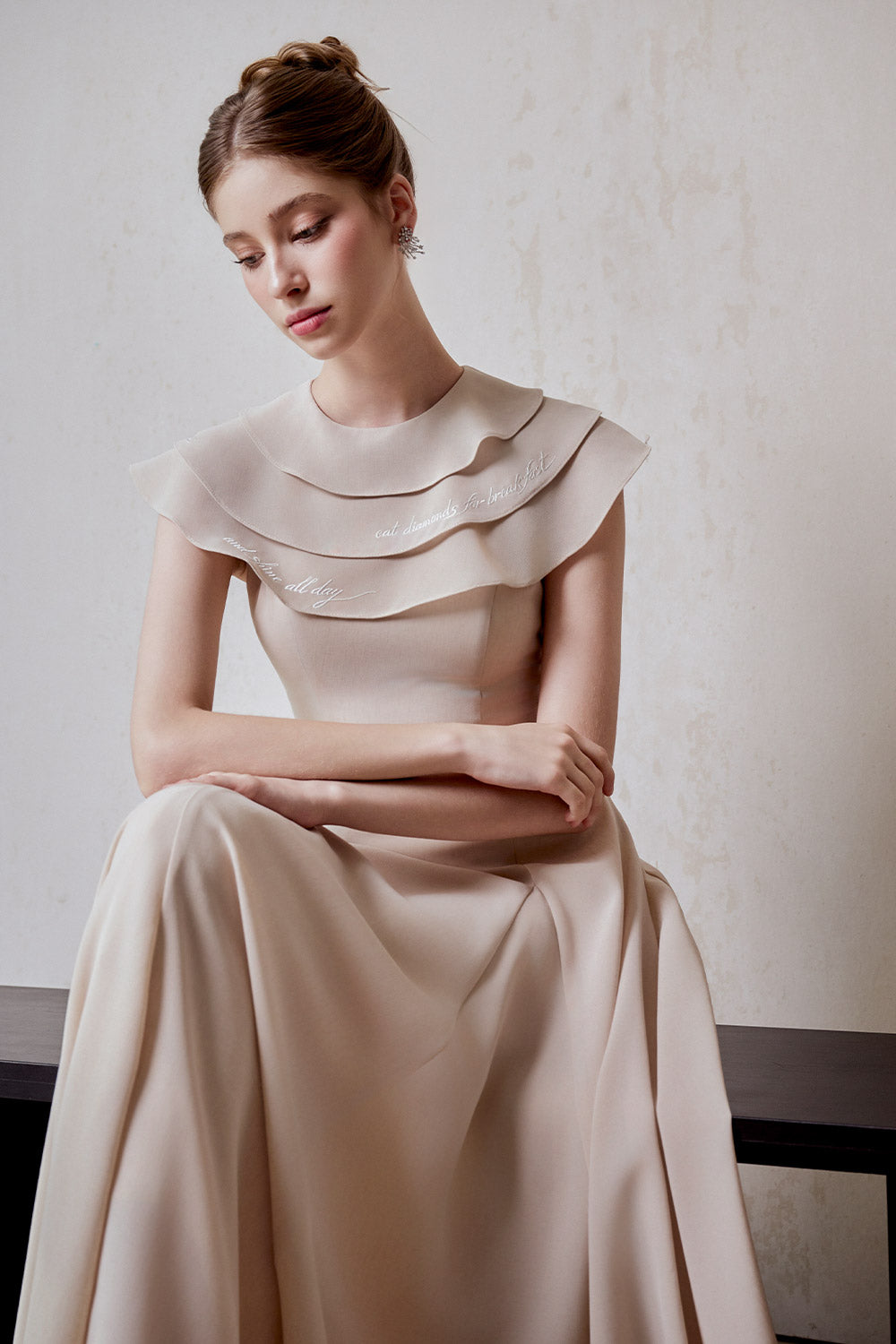 Women's Avalon A-Line Jewel Neck Viscose Ankle Length Dress S/M/L/Customize Beige Mean Blvd Beige / S Women's Avalon A-Line Jewel Neck Viscose Ankle Length Dress S/M/L/Customize Beige Mean Blvd Beige / S