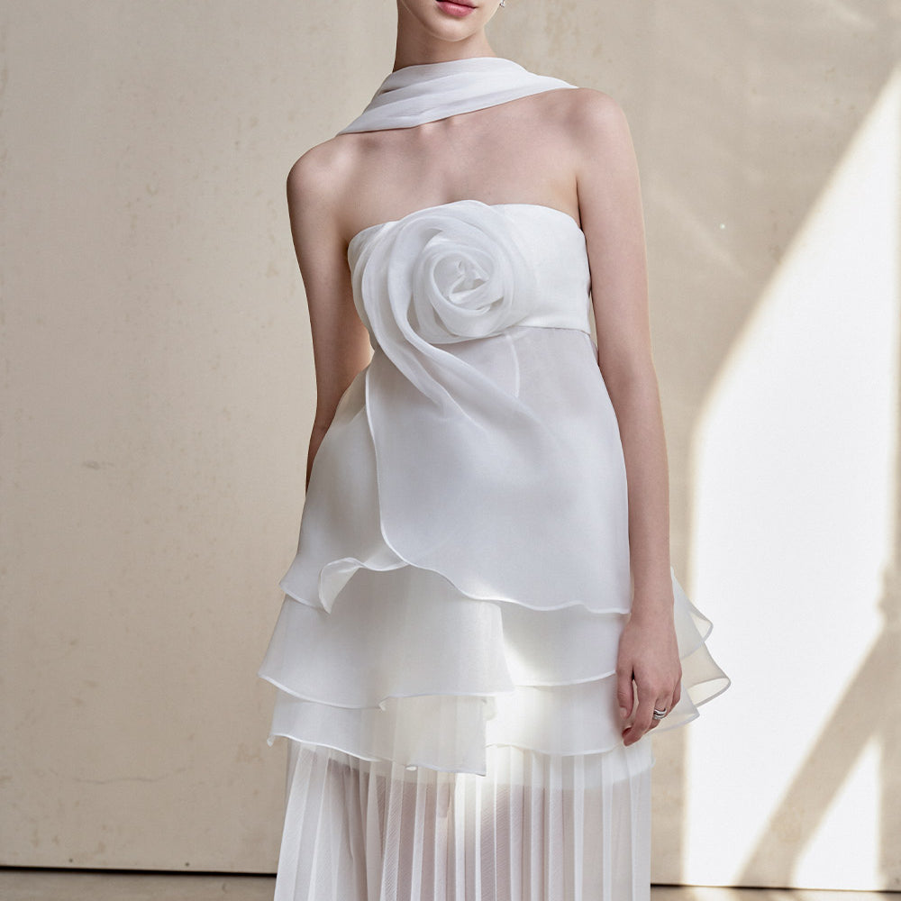 Manon Strapless Ruffle Layer Organza Top