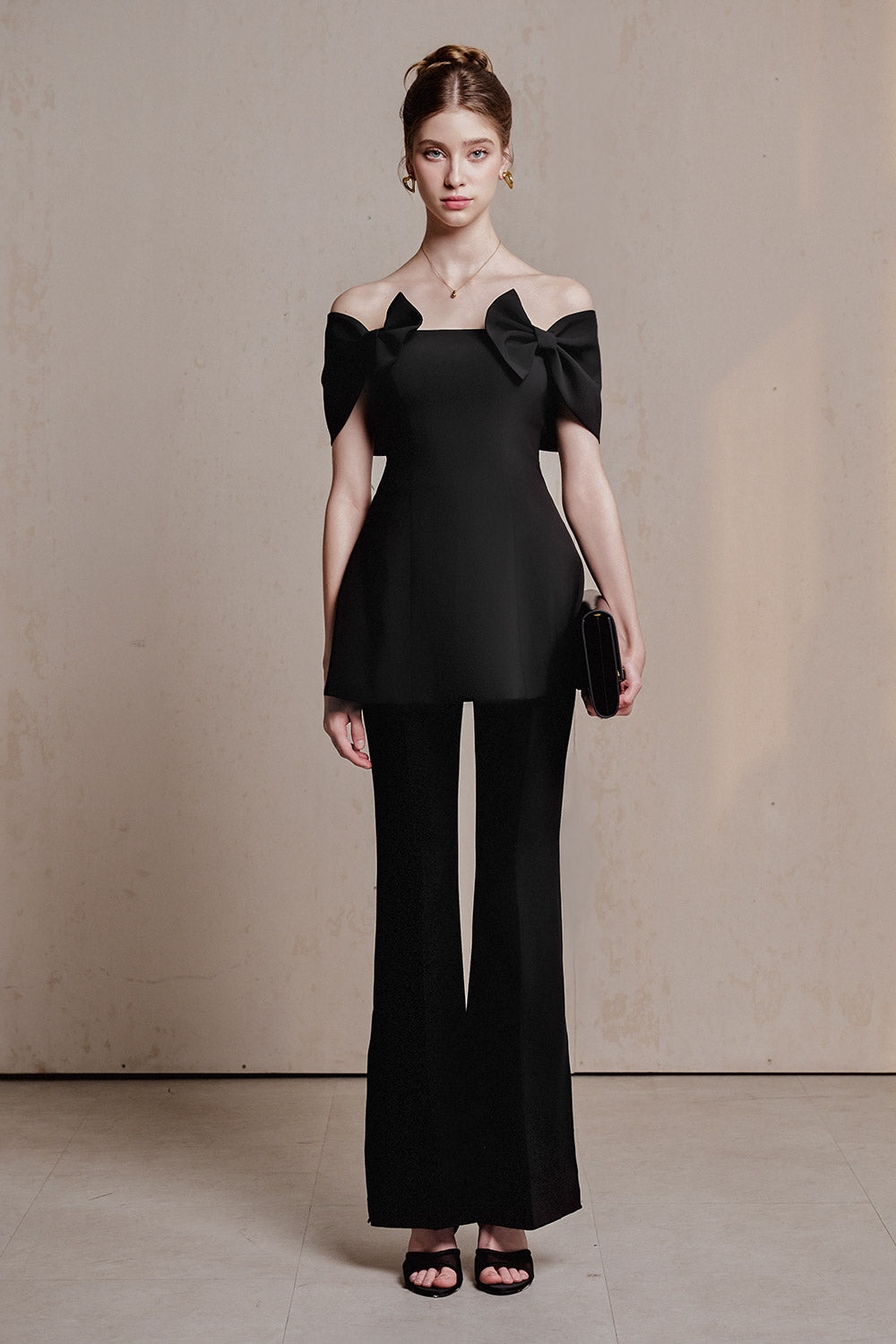 Seren Peplum Off-Shoulder Spandex Homespun Top