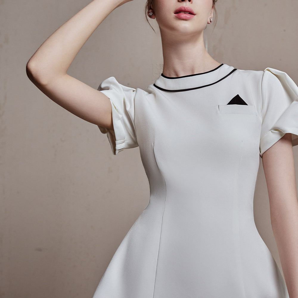 Sunna Peplum Puffy Sleeved Spandex Homespun Top