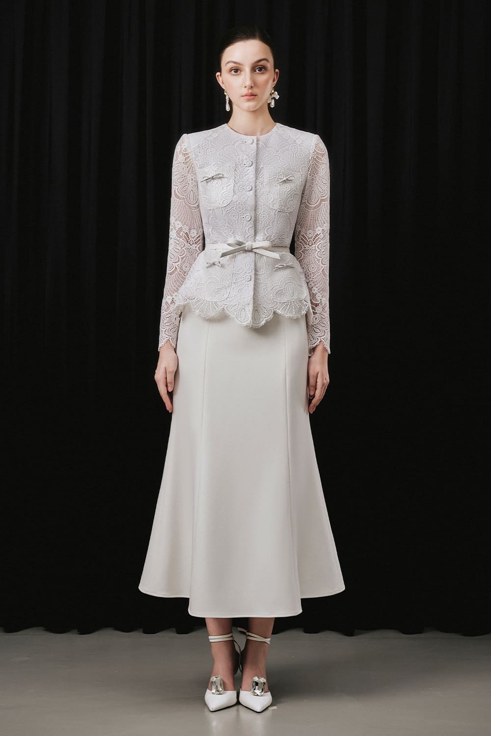 Noven Mermaid Ribbed Cotton Calf Length Skirt