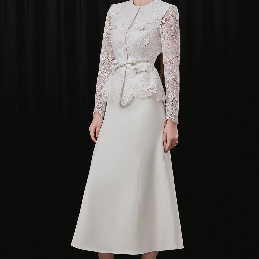 Noven Mermaid Ribbed Cotton Calf Length Skirt