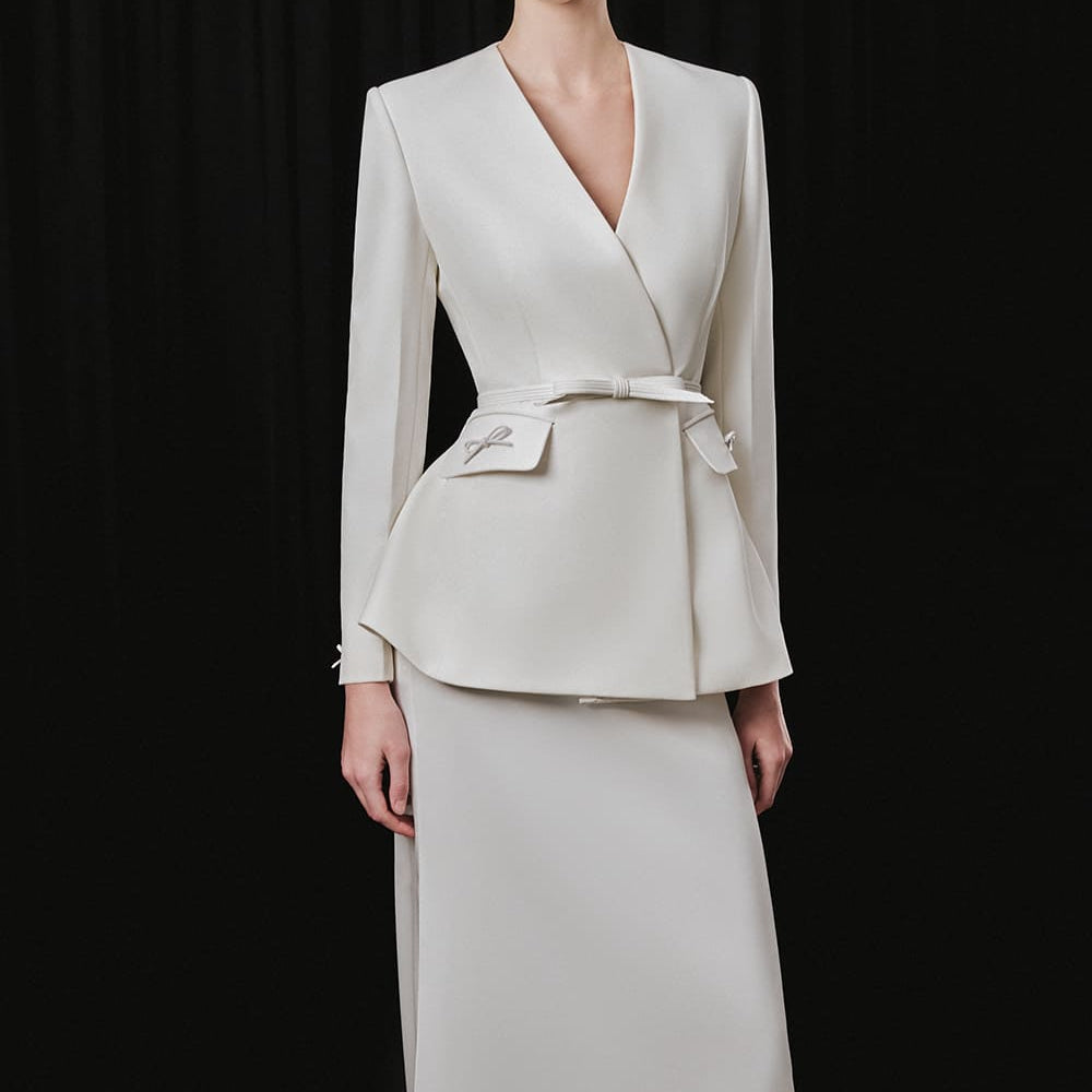 Hylien A-line Crossover Cotton Blazer