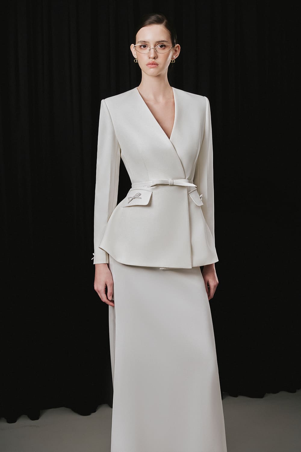 Hylien A-line Crossover Cotton Blazer