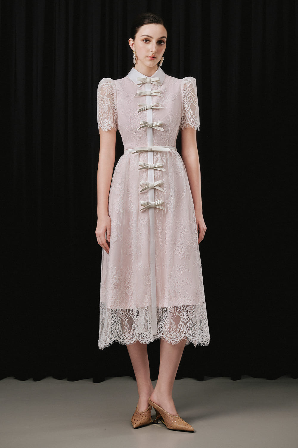 chinese dress ladies Eliana Midi Dress White Lace L