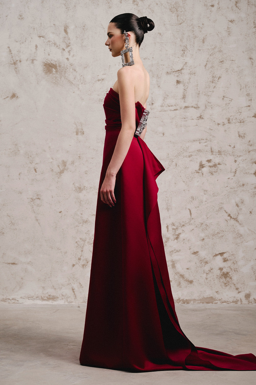 Lencha A-line Straight Across Neck Taffeta Floor Length Dress