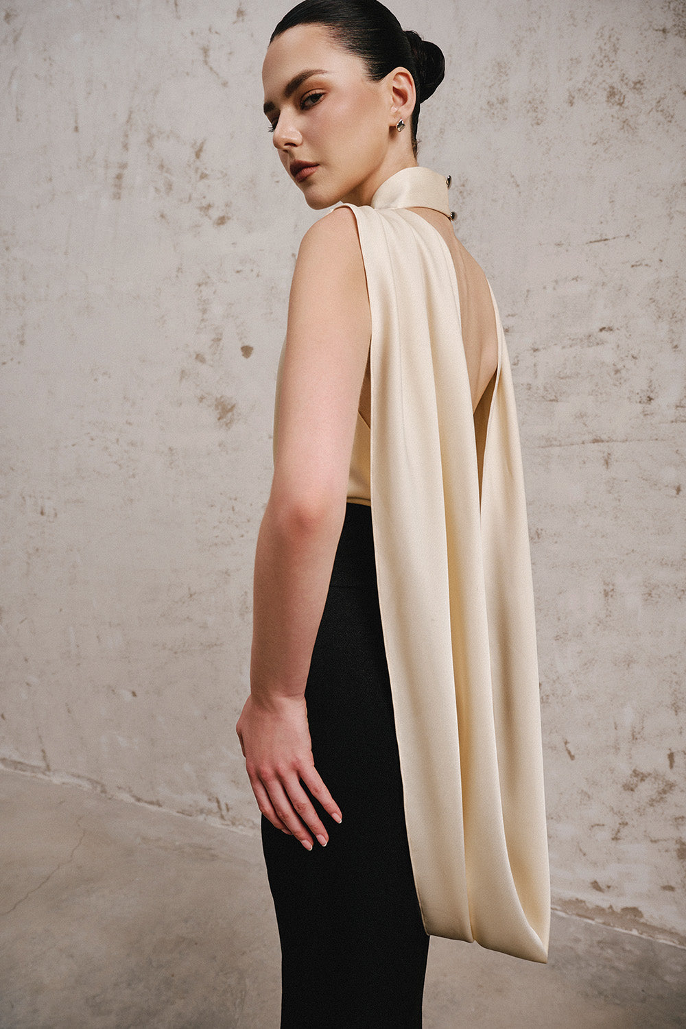 Asthentic Mermaid Cowl Neck Silk Satin Floor Length Dress