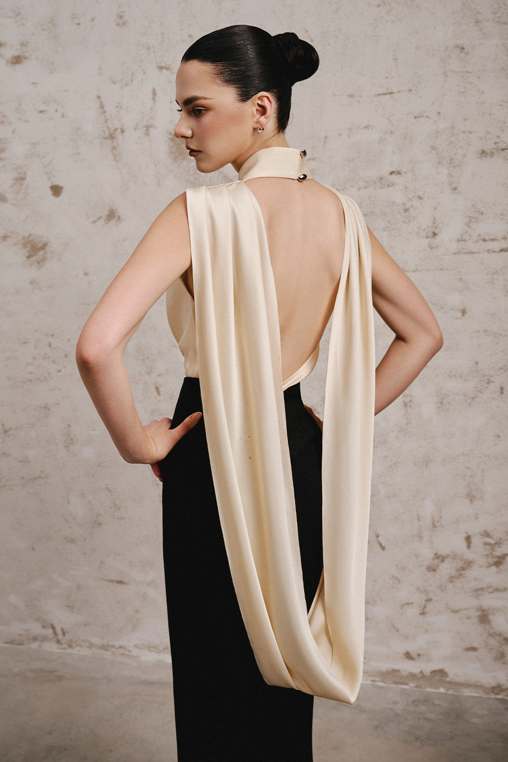 Asthentic Mermaid Cowl Neck Silk Satin Floor Length Dress