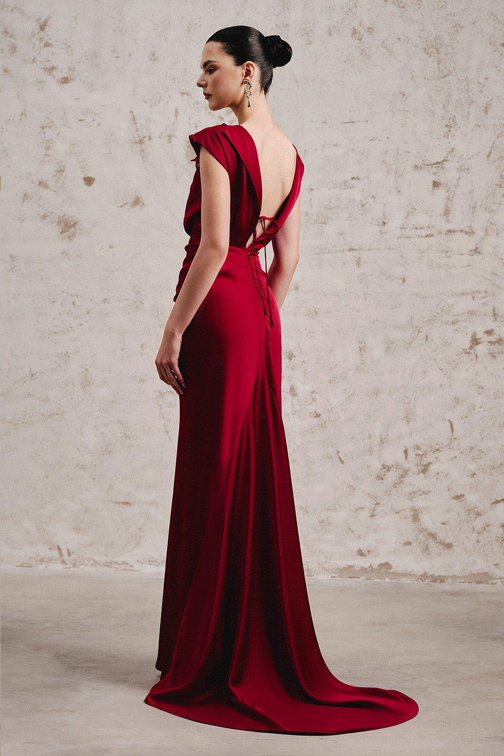 Longlan Mermaid Boat Neck Silk Satin Floor Length Dress