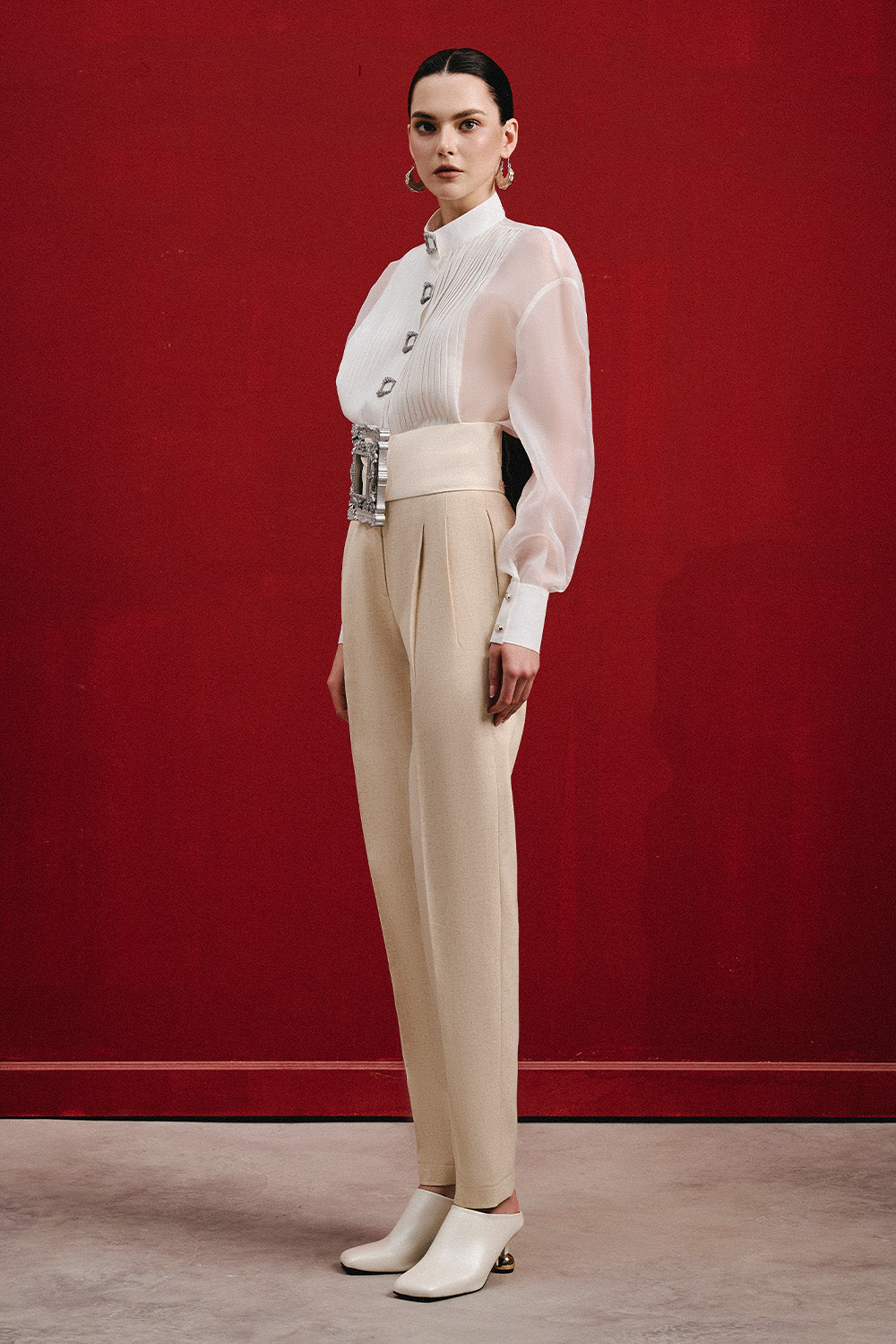 Lolike Straight Cuff Sleeved Organza Shirt