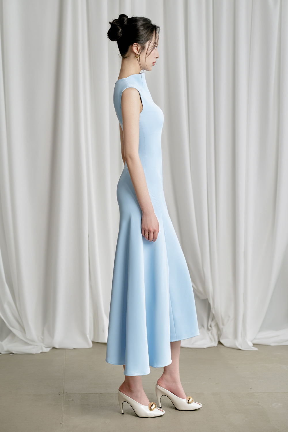 Inez A-line Sleeveless Viscose Midi Dress