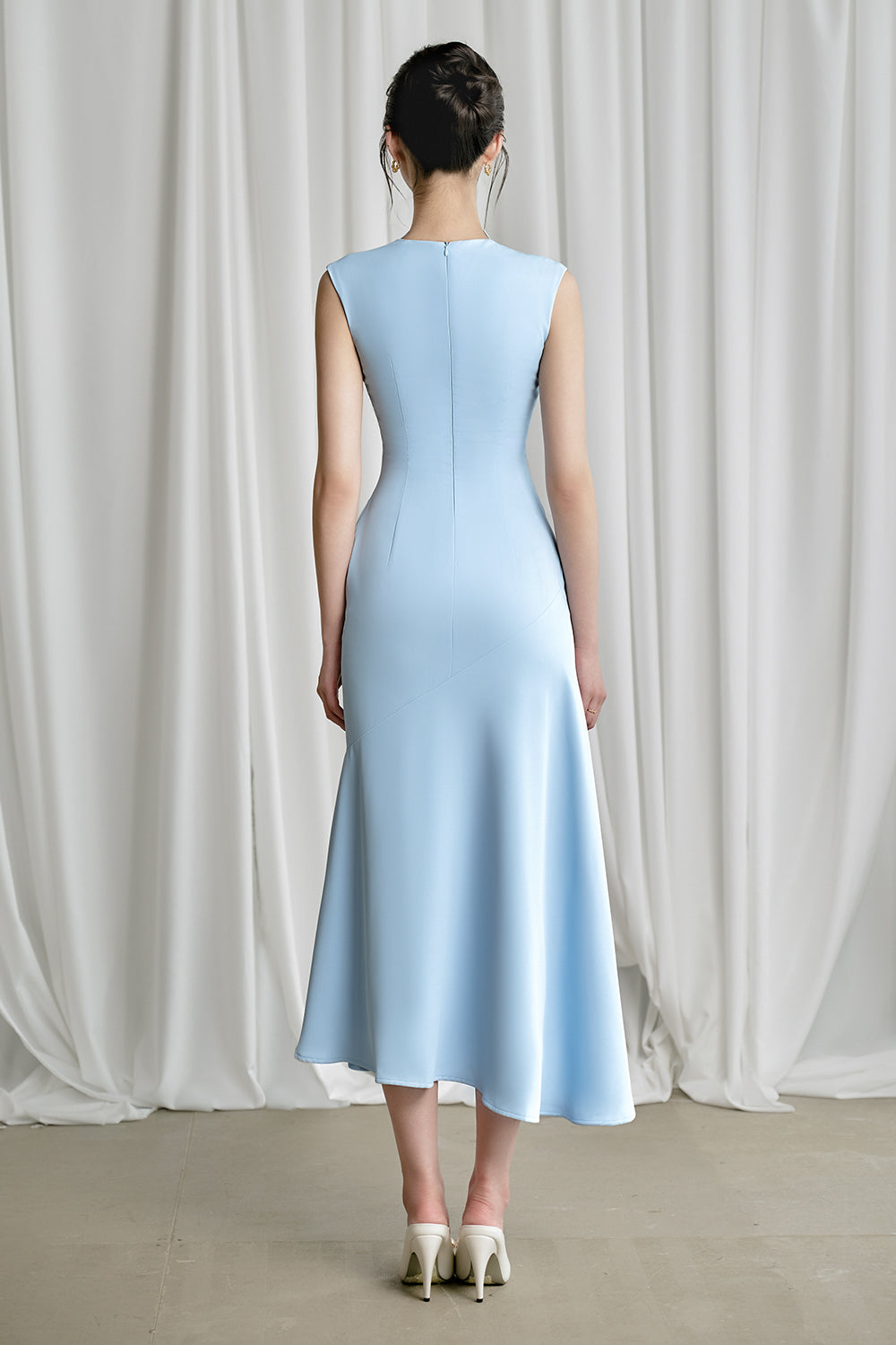 Inez A-line Sleeveless Viscose Midi Dress