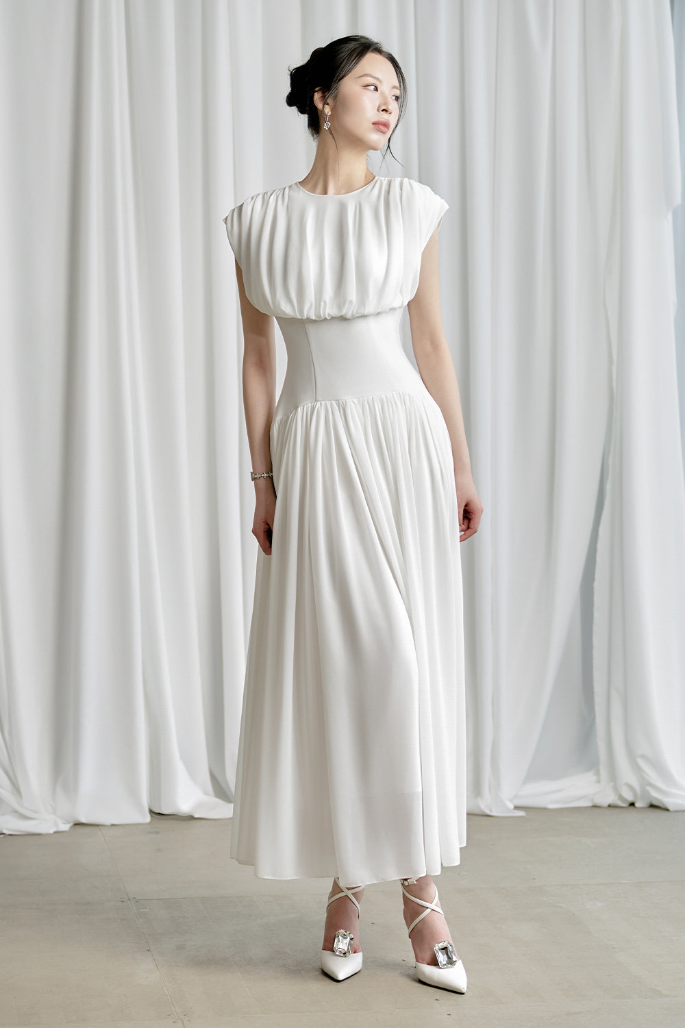 Rani A-line Corset Chiffon Midi Dress