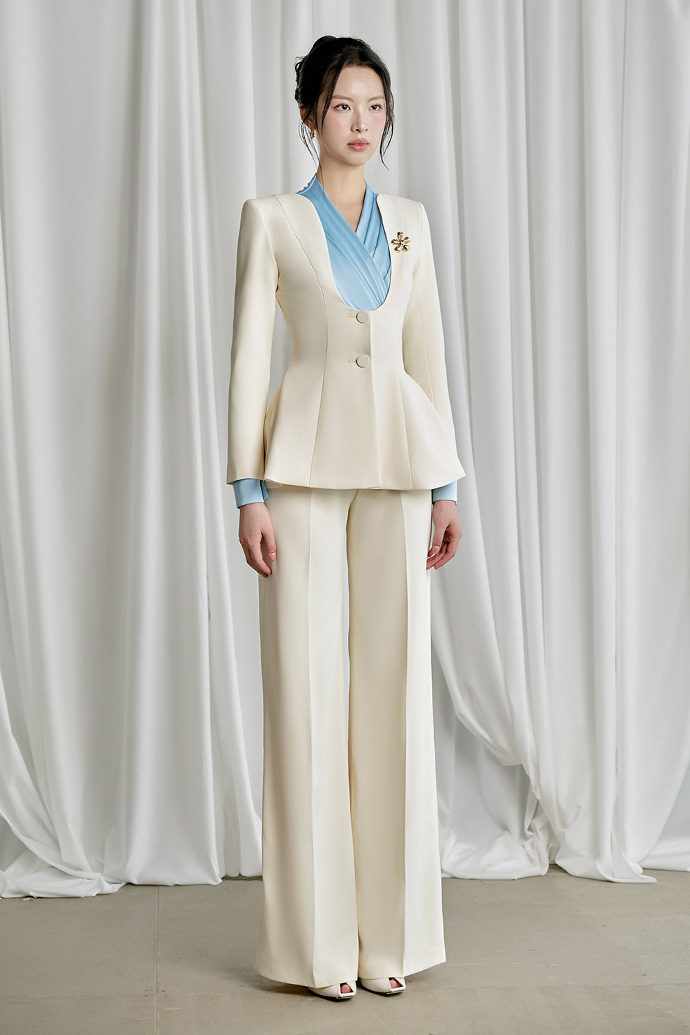 Emerson Straight Wide Leg Spandex Homespun Ankle Length Pants